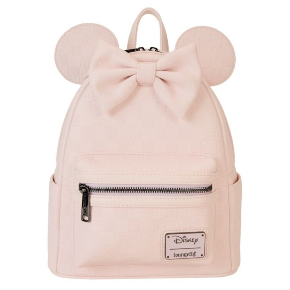 NWT- Loungefly Disney's Minnie Mouse Light Pink Checkered Texture Mini Backpack